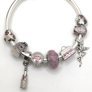 Authentic Pandora Bracelet With Mix 925 Silver Charms Plus x1 Pandora Bead